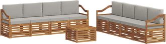 vidaXL Conjunto De Sof&aacute;s De Exterior 9 Uds. Natural Y Gris Claro Vidaxl
