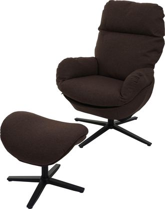 Hhg Hhg - Sill&oacute;n + Taburete 420, Sill&oacute;n Tv Sill&oacute;n Mecedora, Funci&oacute;n Giratoria, Metal Tela/textil, Marr&oacute;n