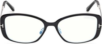 Tom Ford 54mm Rectangular Optical Glasses in Shiny Black Enamel /Palladium at Nordstrom