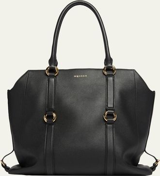 Alexander McQueen Farringdon Ring-Embellished Leather Tote Bag