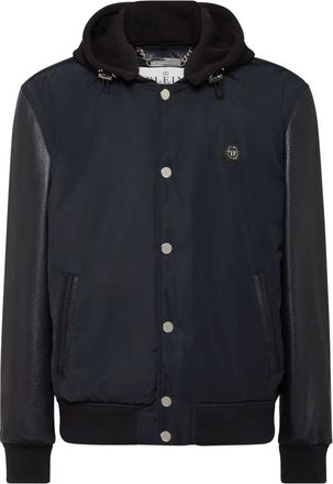Philipp Plein Bomber con maniche in pelle - Blu