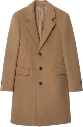 Burberry Wollen mantel met enkele rij knopen - Bruin