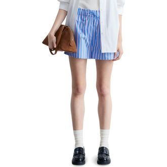 & Other Stories Stripe Cotton Drawstring Shorts in Blue Medium at Nordstrom Rack, Size 8