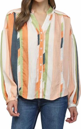 Fate Striped Boxy Button Down Top In Multicolor