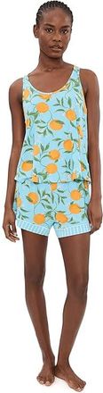 PJ Salvage Citrus Dreams Pajama Set Womens Pajama Sets Morning Blue : LG (US 10-12), Elastane/Modal