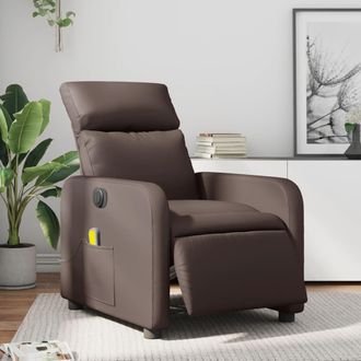 vidaXL Sill&oacute;n De Masaje Reclinable El&eacute;ctrico Cuero Sint&eacute;tico Marr&oacute;n Vidaxl
