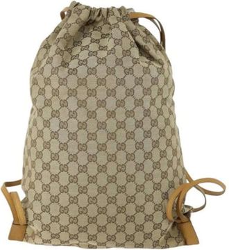 Gucci Pre-owned Backpacks, female, Beige, Size: ONE SIZE Pre-owned Canvas Backpack