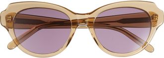 Loewe Slim 53mm Round Sunglasses in Shiny Dark Green /Violet at Nordstrom