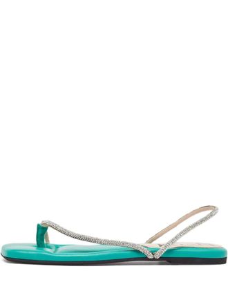 N°21 pre-owned crystal-embellished flat sandals - women - Leather/Leather/Leather - 38.5 - Silver