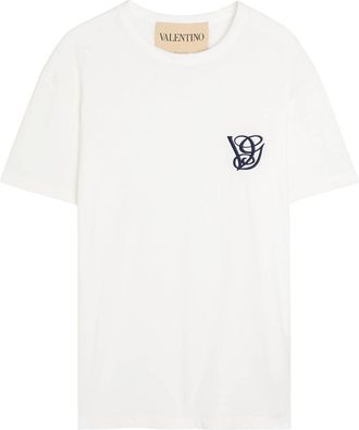 Valentino Garavani Logo-embroidered Cotton T-shirt - White - XL