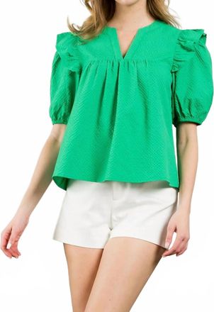 THML Clothing Puff Sleeve Blouse In Green