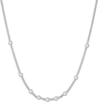 Ania Haie Bezel Cubic Zirconia Station Necklace in Silver at Nordstrom