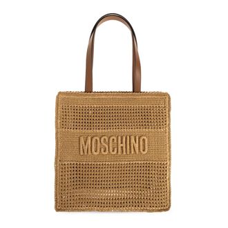 Moschino Tote Bags, female, Beige, Size: ONE SIZE Bag With Embossed Logo