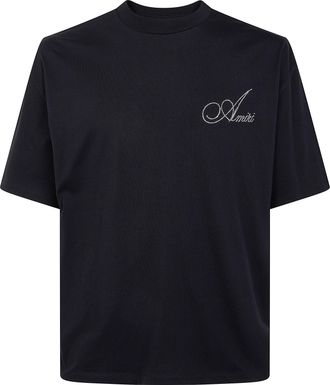 Amiri T-Shirt Short Sleeve Cryst Script Logo Lj Skate
