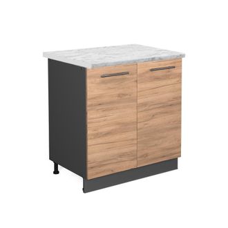 Vicco Armario Bajo Para Fregadero Fame-line, Roble Dorado, 80 Cm Con Estante, Et M&aacute;rmol Vicco