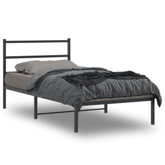 vidaXL Estructura Cama Sin Colch&oacute;n Con Cabecero Metal Negro 100x200 Cm Vidaxl