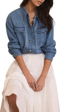 Mint Velvet Denim Scallop Shirt in Blue at Nordstrom, Size Medium