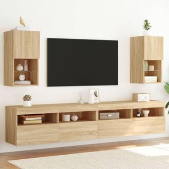 vidaXL Vidaxl - Mobili tv con Luci led 2pz Rovere Sonoma 30,5x30x60 cm