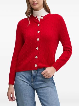 Barbour cable-knit wool cardigan - Red