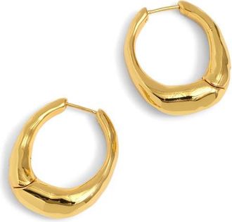 Madewell Hammered Puffy Huggie Hoop Earrings in Antique Gold at Nordstrom