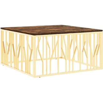 vidaXL Vidaxl - Tavolino Salotto Oro in Acciaio e Legno Massello di Recupero