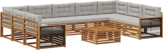 vidaXL Conjunto De Sof&aacute;s De Exterior 10 Uds. Natural Y Gris Claro Vidaxl