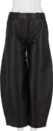 Co Cropped High-Waisted Brown Lambskin Leather Pants
