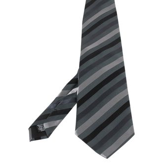HUGO BOSS Boss By Hugo Boss Dark Grey Diagonal Striped Silk Tie