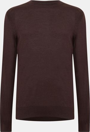 HUGO BOSS Mens Crew Neck Ribbed Collar Long Sleeve Sweater in Brown - Size 2XL