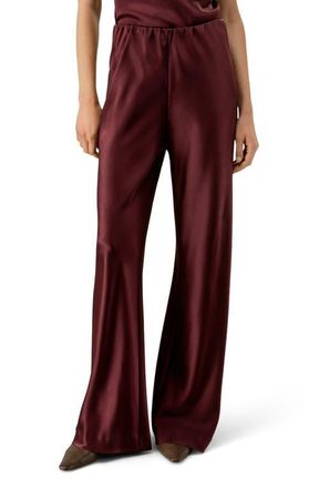 LilySilk Womens Straight-Leg Silk Satin Pants in Pinot Noir at Nordstrom, Size 8