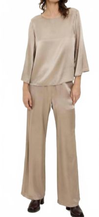 Michael Stars Rachelle Satin Wide Boatneck Top In Macadamia