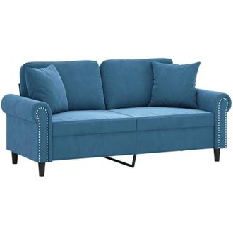vidaXL Sof&aacute; De 2 Plazas Con Cojines Terciopelo Azul 140 Cm Vidaxl