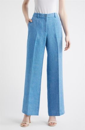 Elie Tahari The Edna Linen Pants in Celestial Blue at Nordstrom, Size 12