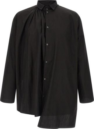 Yohji Yamamoto Black Collar Gather Double B Shirt