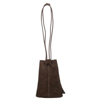 Estro & Luminara Small Velour Drawstring Bucket Bag - female - Estro - Bucket Bags - Brown - ONE SIZE - Bags