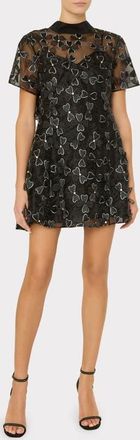 Milly Susie Clover Bow Organza Cocktail Minidress in 5Aa Black at Nordstrom, Size 12