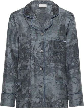 Pierre-Louis Mascia Aloegum Zijden shirt met lange mouwen - Dames - Overhemden - Grijs - M - Overhemden