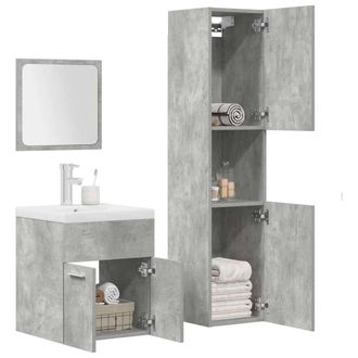 Berkfield Home Practical 4 Piece Bathroom Furniture Set Concrete Grey Engineered Wood