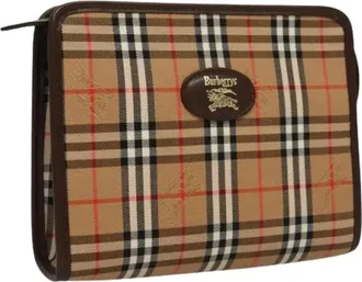 Burberry Pre-owned Clutches, female, Beige, Size: ONE SIZE Pre-owned Canvas Pouch