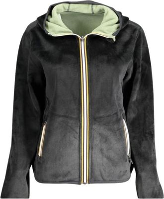 K-Way K-Way, Zip-throughs, female, Black, Size: XS Hooded Fleece Sweatshirt, Reversible Black/Green