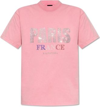 Balenciaga T-shirt met logo - Dames - T-shirts - Roze - XS - Tops