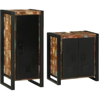 vidaXL Juego De Muebles De Ba&ntilde;o 2 Pcs Madera Reciclada Maciza Vidaxl