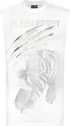 Plein Sport Sleeveless Tops - Heren - Sportshirts - Wit - L - Fitness