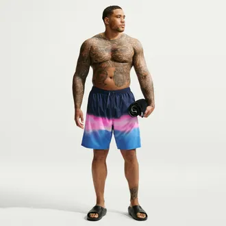 Nike Mens Swim Breaker 9 Brief-Lined Volley Short (Big & Tall) in Blue | NESSG590-434
