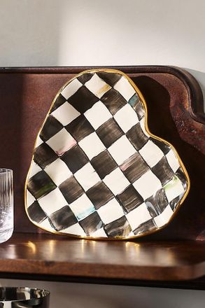 MacKenzie-Childs Check Fluted Ceramic Heart Plate