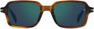 David Beckham 51mm Rectangular Sunglasses in Brown Horn/Green Sp at Nordstrom