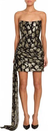 Amanda Uprichard Alaia Midweight Jacquard Dress In Black Gold
