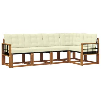 vidaXL Conjunto De Sof&aacute;s De Exterior Con Coj&iacute;n 5 Pcs Natural Y Crema Vidaxl