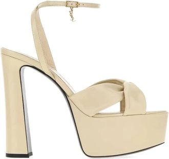 Saint Laurent Schoenen, Dames, Beige, 40 EU, Leer, Franciane Platform Sandal