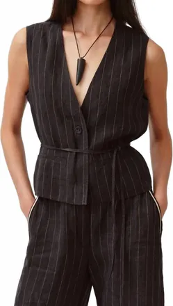 DIEGA Gapio Vest In Black And Ecru